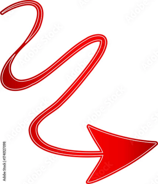 Fototapeta Curved Red Arrow Illustration Pointing Right