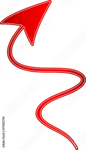 Fototapeta Curved Wavy Red Arrow Illustration Pointing Up
