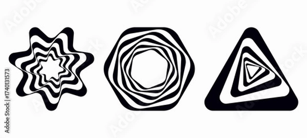 Fototapeta Twisted colored spiral. Curved wireframe tunnel. Vector technology logo element.