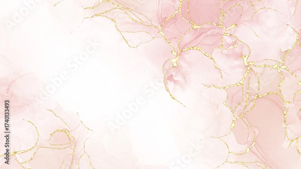 Fototapeta Elegant abstract background with soft pink tones, golden marble veins, and delicate texture. Perfect for luxury design, modern art prints, invitations, packaging, and digital wallpapers.