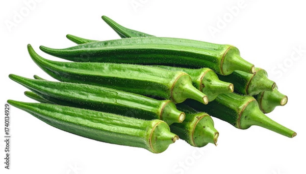 Obraz Fresh okra pods, vibrant green, clustered