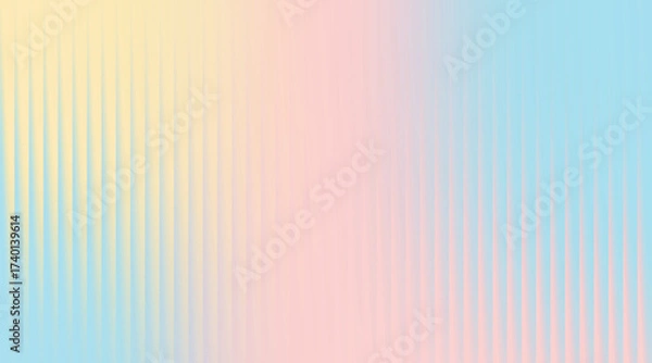 Fototapeta Abstract background with a soft gradient of yellow, pink, and blue colors, with vertical lines.