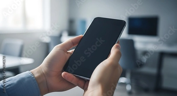 Fototapeta Hands Holding a Smartphone with Blank Screen mobile