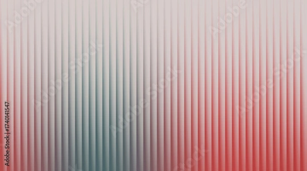 Fototapeta A soft, abstract background with vertical ribbed texture, transitioning from a pale grey to a muted teal and then to a soft red.