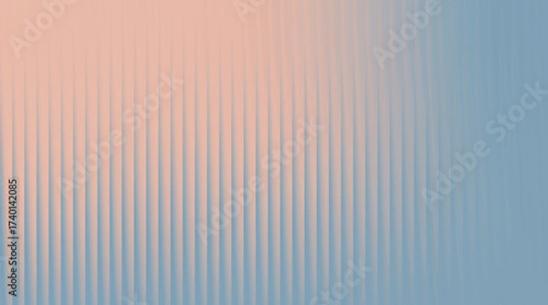 Fototapeta Abstract background featuring a soft gradient from warm peach to cool blue with a vertical ribbed texture.