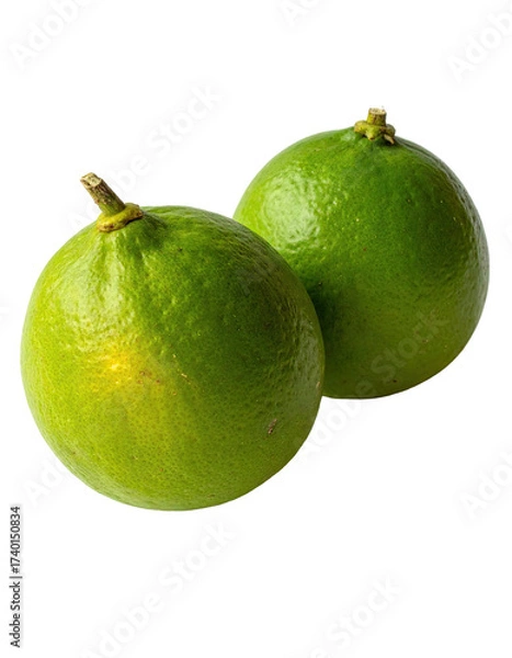 Fototapeta Two vibrant green limes, close-up, slightly overlapping