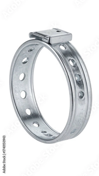 Obraz A band ring with a segmented, studded design and a square clasp