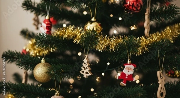 Obraz Close-up of the decorated Christmas tree