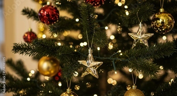 Obraz Close-up of the decorated Christmas tree