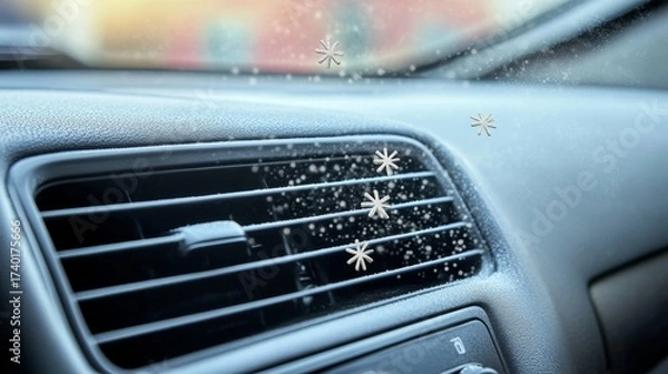 Obraz Cozy Winter Driving Experience Automotive Comfort System Blowing Warm Air Inside Vehicle Cabin