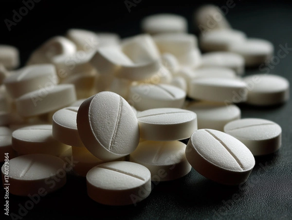 Obraz White painkiller tablets 