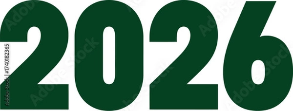 Fototapeta A close up view of the year two thousand and twenty six in a dark green color