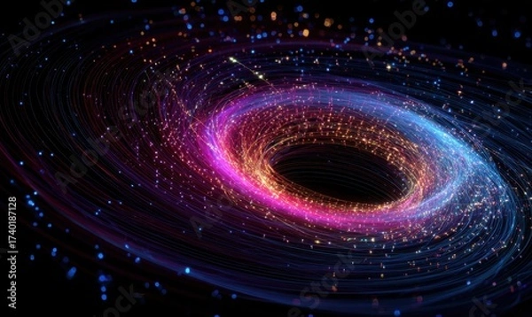 Fototapeta Vibrant Cosmic Vortex - A Colorful Black Hole in Space.