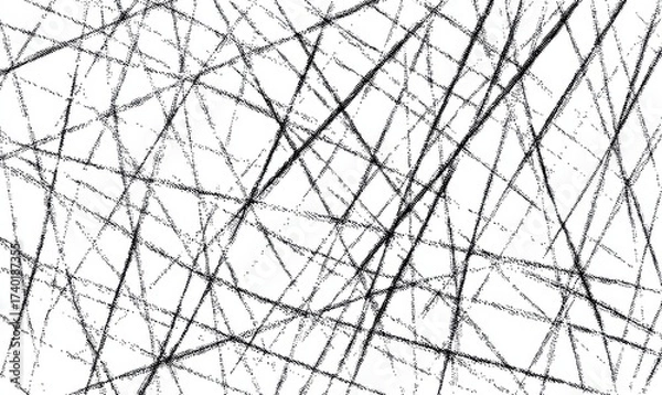 Fototapeta Abstract Black Lines on White Background - Chaotic Strokes.