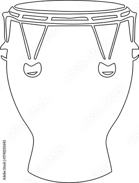Fototapeta Conga drum outline silhouette with tall barrel shape and drumhead.