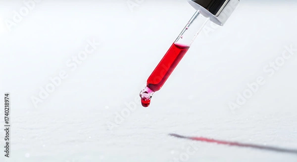 Fototapeta Science Experiment, Red Liquid, Laboratory, Photo, Close-up, Macro, Chemical Analysis