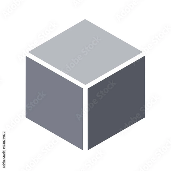 Obraz Isometric cube with different shades of grey, conceptual geometric illustration