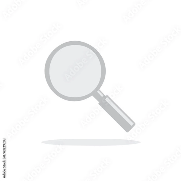 Obraz Minimalist gray magnifying glass vector icon for search, find, and analysis