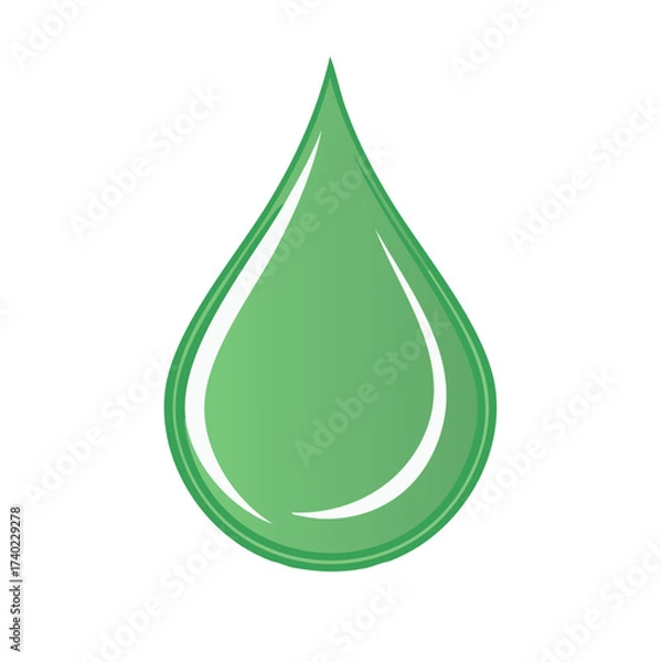 Obraz Vibrant glossy green liquid drop icon symbol representing nature ecology and freshness