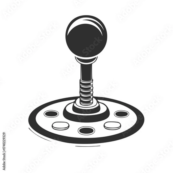 Obraz Classic black joystick controller illustration in a circular base design