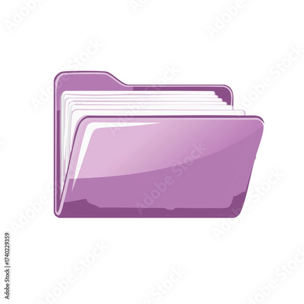 Obraz Open purple folder with documents inside, graphic illustration