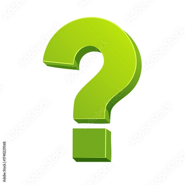Obraz Green question mark graphic with 3D effect illustration for concepts