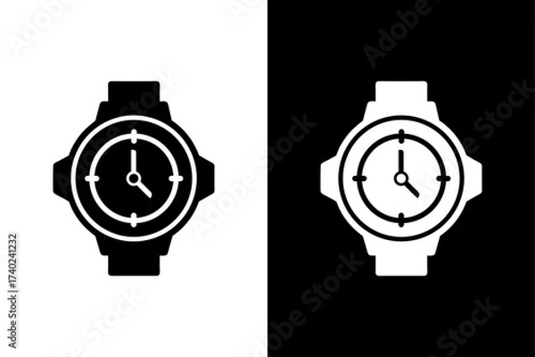Fototapeta Black and White Watch Clock Icon Vector Design.