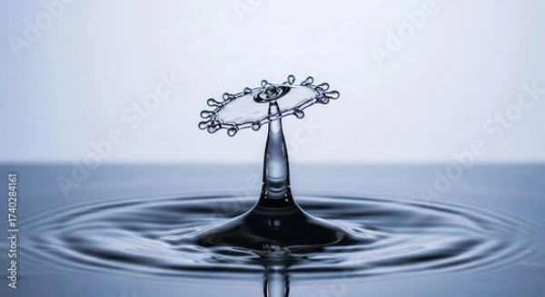 Fototapeta Stunning water drop collision creating dynamic splash art, a refreshing and elegant design element perfect for promoting purity and clarity