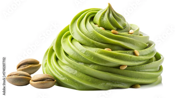 Fototapeta  pistachio--paste--smear---a-creamy--rich-green-spread isolated on white background
