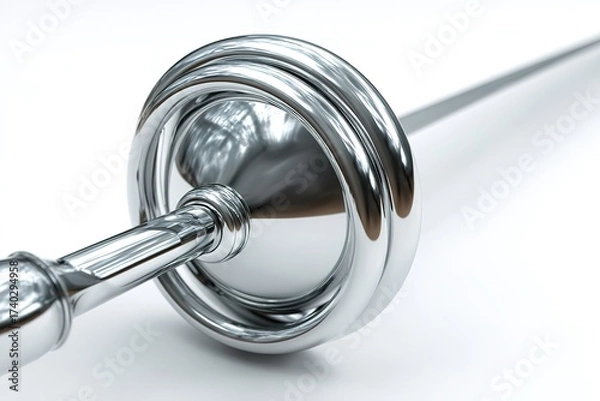 Fototapeta Elegant close-up of a shiny fencing sword showcasing its detail and craftsmanship