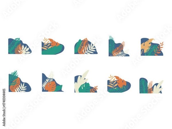 Obraz Aesthetic Plant Corner Element Set