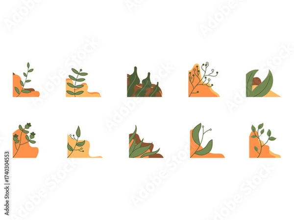 Obraz Aesthetic Plant Corner Element Set