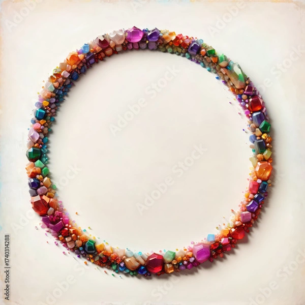 Fototapeta Colorful Gemstone Ring Frame on a Bright Background