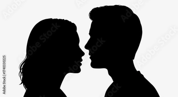Obraz Silhouetted couple in close proximity gazing lovingly at each other intimacy