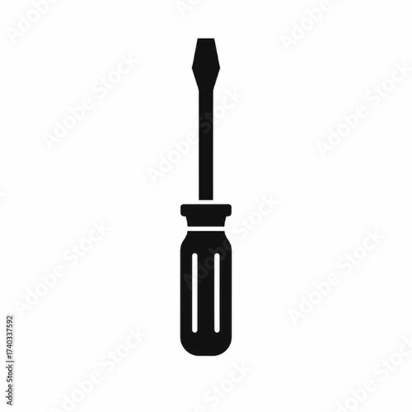 Fototapeta Silhouette of a flathead screwdriver, a hand tool used for turning screws with slotted heads.