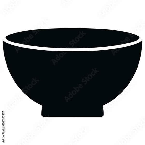 Fototapeta Black silhouette of a bowl with a wide opening and a small base.