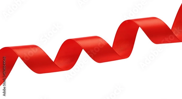 Obraz Elegant red ribbon gracefully curling isolated on transparent background, adding a touch of festive charm to any design or creative project