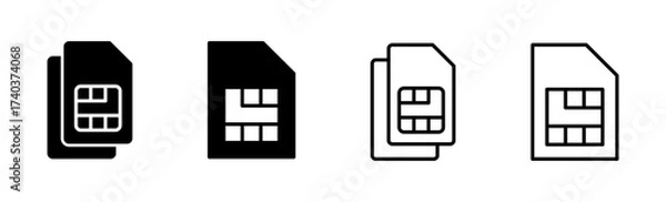 Fototapeta Sim card icon set. dual sim card icon vector