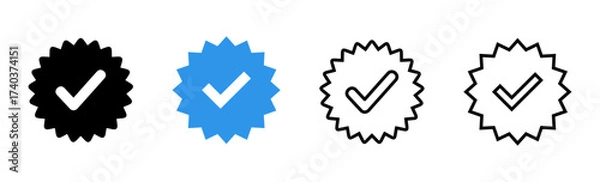 Fototapeta verified icon set. verification check mark. approved icon