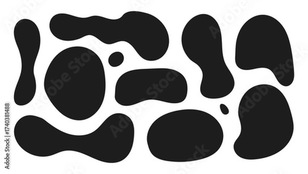 Obraz Organic shape round form set. Liquid organic blob