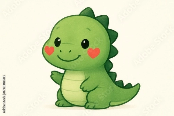 Obraz Cute dinosaur with heart cheeks.
