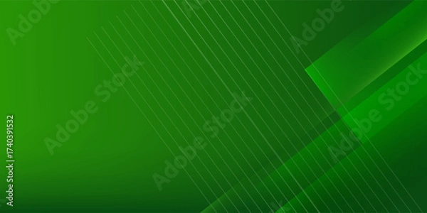 Fototapeta Abstract green sporty background template vector with shiny lines and lights. Green background with strong pattern design