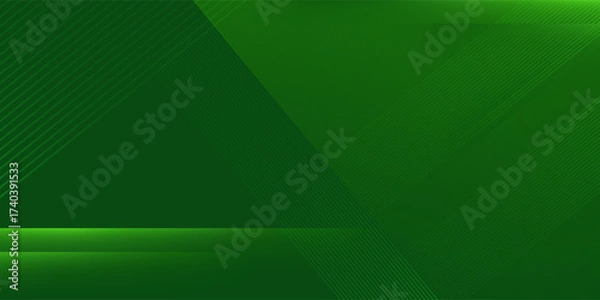 Fototapeta Abstract green sporty background template vector with shiny lines and lights. Green background with strong pattern design