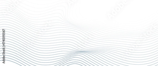 Fototapeta Vector abstract wave blue lines on white background template.