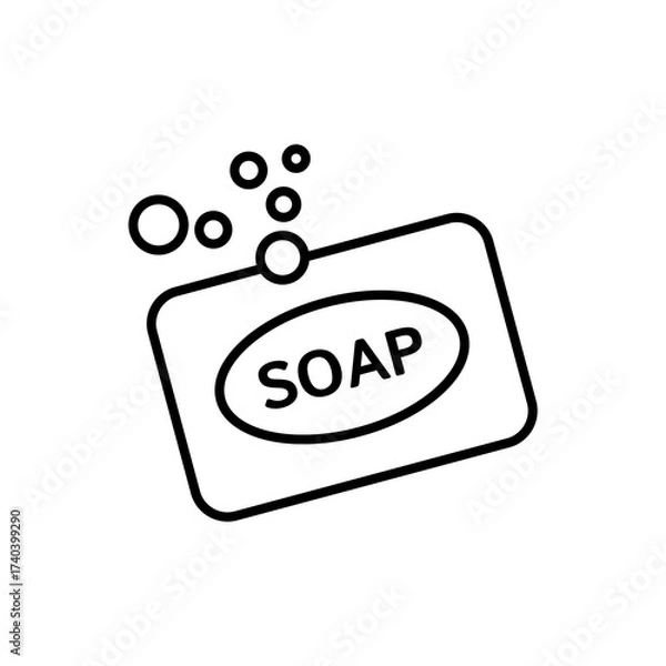 Fototapeta Soap icon, vector line isolated on white background. Trendy and modern design.