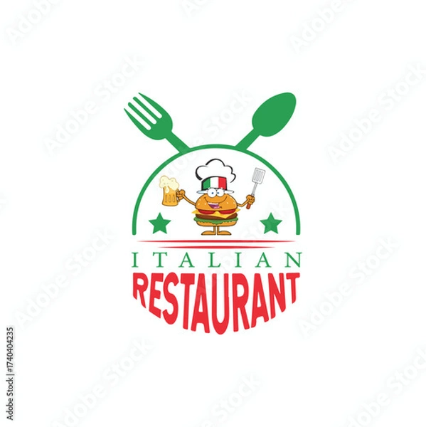 Obraz Italian restaurant cheaf logo vector