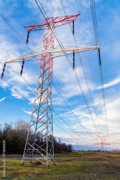 Obraz High voltage electric powerlines