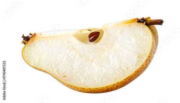 Obraz Slice of pear fruit with a seed, isolated on black background