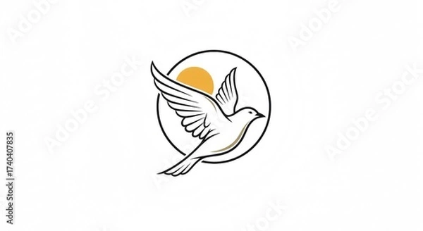 Obraz Minimalist vector illustration of a dove in flight with spread wings