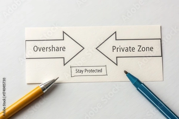 Obraz Arrows pointing to Overshare and Private Zone with text in view